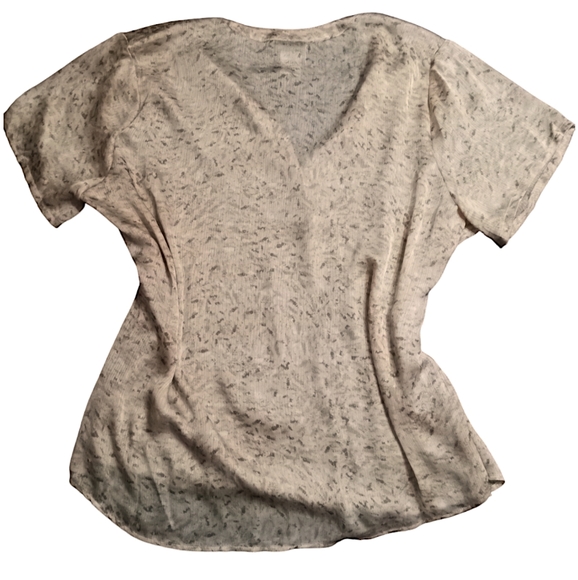 BON WORTH |Vintage Tan,Khaki,White 1/2 Button Down Short Sleeve Blouse | XL - Picture 2 of 5